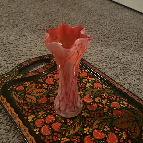 VNTG Red & Orange Murano Style Vase - Picture 5 of 6